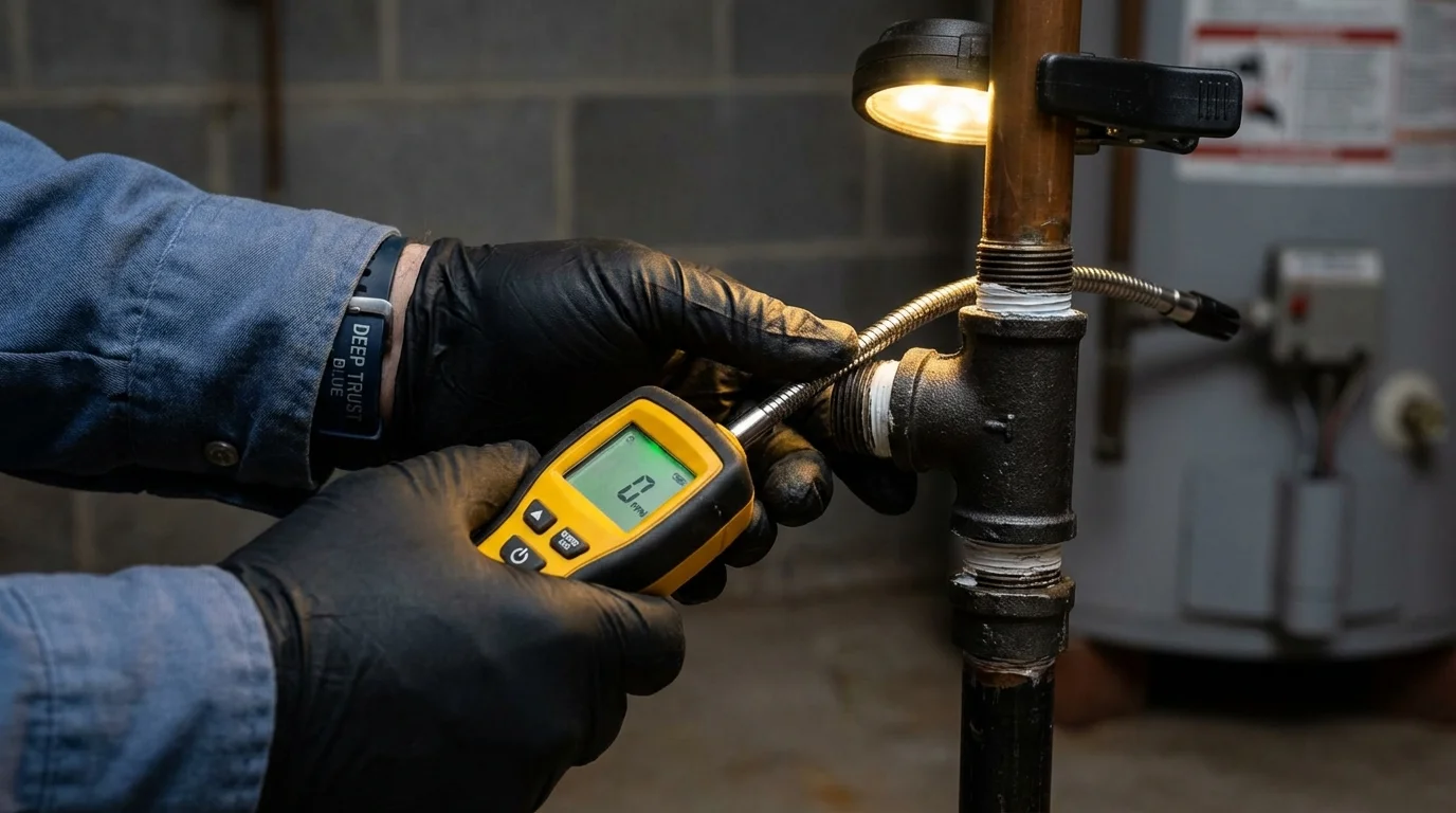 Gas leak detection with electronic sniffer by Johns Plumbing LLC in Hollywood